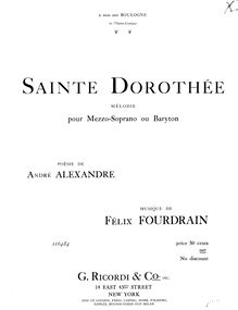Partition complète, Sainte Dorothée, Mélodie, B♭ minor, Fourdrain, Félix
