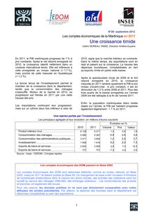 Les comptes économiques de la Martinique en 2011 : Une croissance timide