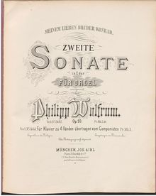 Partition complète, orgue Sonata No.2, E major, Wolfrum, Philipp