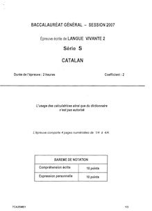 Catalan LV2 2007 Scientifique Baccalauréat général