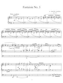 Partition complète, Fantaisie No.3, Op.157, C Major, Saint-Saëns, Camille