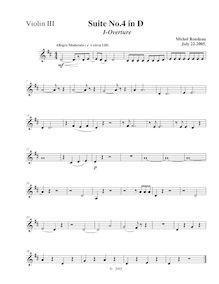 Partition violon 3,  No.4 en D major, D major, Rondeau, Michel par Michel Rondeau