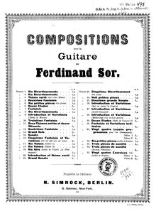 Partition complète, Great Solo, Op.14, D Major, Sor, Fernando