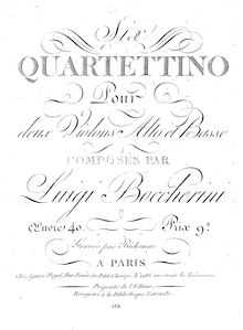 Partition viole de gambe (B/W), 6 corde quatuors, G.236-241 (Op.53)