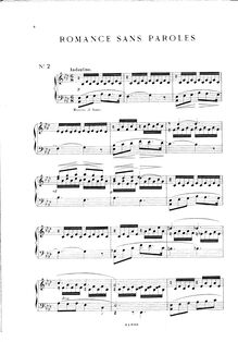 Partition No.2 - Romance sans paroles, 5 pièces pour piano, Bonis, Mel