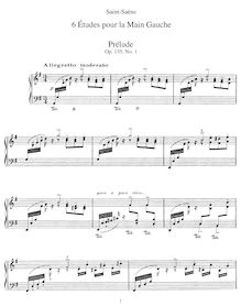 Partition complète, 6 Etudes pour pour à gauche main, Op. 135, Saint-Saëns, Camille