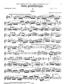 Partition flûte , partie,  pointillistique, G major, Karg-Elert, Sigfrid