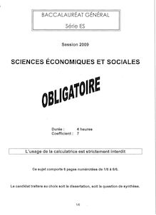 Sujet du bac ES 2009: Sciences Economiques Obligatoire