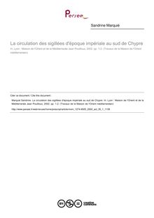 La circulation des sigillées d époque impériale au sud de Chypre - article ; n°1 ; vol.35, pg 289-301