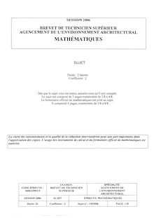 Btsagarch 2006 examen mathematiques
