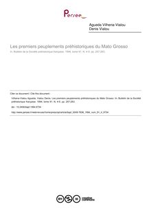 Les premiers peuplements préhistoriques du Mato Grosso - article ; n°4 ; vol.91, pg 257-263