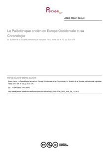 Le Paléolithique ancien en Europe Occidentale et sa Chronologie - article ; n°12 ; vol.29, pg 570-578