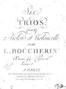 Partition violon 1, 6 corde Trios, G.113-118, C major (G.116); A major (G.118); D minor (G.117)