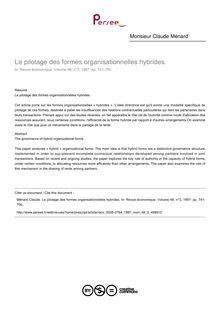 Le pilotage des formes organisationnelles hybrides.  - article ; n°3 ; vol.48, pg 741-750