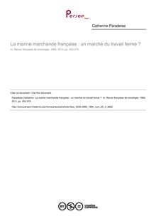La marine marchande française : un marché du travail fermé ? - article ; n°3 ; vol.25, pg 352-375
