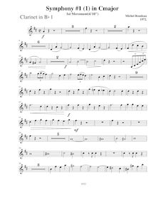 Partition clarinette 1 (B♭), Symphony No.1, C major, Rondeau, Michel par Michel Rondeau