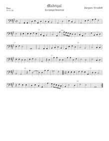 Partition viole de basse, 12 madrigaux, Arcadelt, Jacob