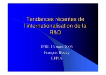 Tendances récentes de l internationalisation de la R&D