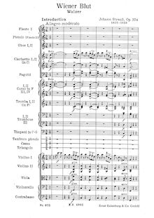 Partition complète, Wiener Blut, Op.354, Vienna Blood, Strauss Jr., Johann