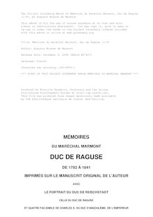 Mémoires du maréchal Marmont, duc de Raguse (1/9) par Marmont
