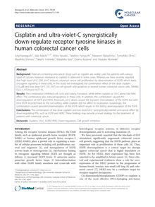 Cisplatin and ultra-violet-C synergistically down-regulate receptor tyrosine kinases in human colorectal cancer cells