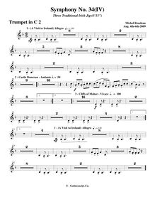 Partition trompette 2, Symphony No.34, F major, Rondeau, Michel par Michel Rondeau