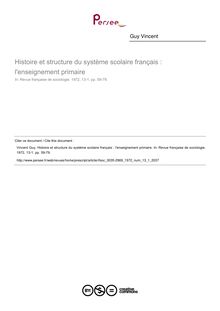 Histoire et structure du système scolaire français : l enseignement primaire - article ; n°1 ; vol.13, pg 59-79