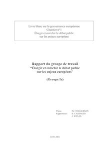 Rapport du groupe de travail “Élargir et enrichir le débat public sur  les enjeux européens” 
