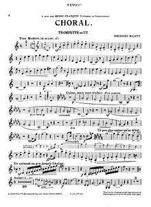 Partition trompette , partie, choral, C major, Marty, Georges