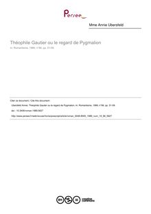 Théophile Gautier ou le regard de Pygmalion - article ; n°66 ; vol.19, pg 51-59