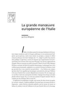 La grande manœuvre européenne de l Italie - article ; n°1 ; vol.2, pg 151-168