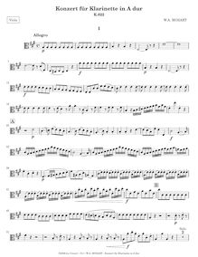 Partition altos, clarinette Concerto, A major, Mozart, Wolfgang Amadeus par Wolfgang Amadeus Mozart