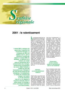 Synthèse régionale 2001 : le ralentissement (Octant n° 89)  