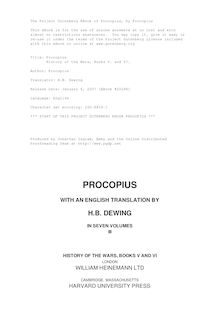 Procopius - History of the Wars, Books V. and VI.