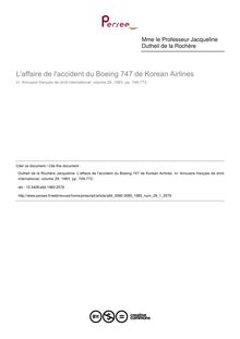 L affaire de l accident du Boeing 747 de Korean Airlines - article ; n°1 ; vol.29, pg 749-772
