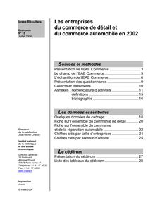 Les entreprises du commerce de détail et du commerce automobile en 2002