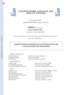 Verification formelle et optimisation de l’allocation de registres