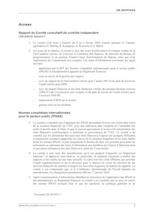 Questions d audit - Rapport du Comité consultatif de contrôle indépendant