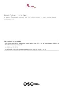 Fonds Sylvain (1919-1944) - article ; n°1 ; vol.24, pg 29-29