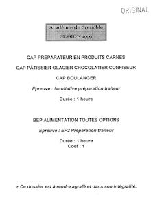 Préparation traiteur 1999 CAP Préparateur de Produits Carnés