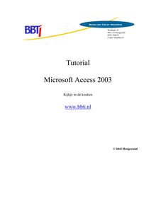 MS-Access tutorial  Een BBTI produkt