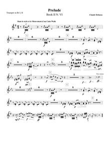 Partition trompette 1/2 (B♭), préludes (Deuxième livre), Debussy, Claude