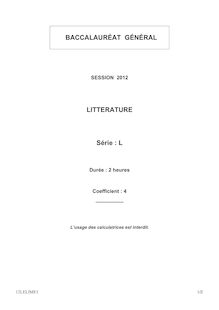 Sujet de littérature du baccalauréat 2012