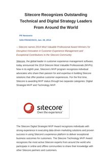 Sitecore Recognizes Outstanding Technical and Digital Strategy Leaders From Around the World