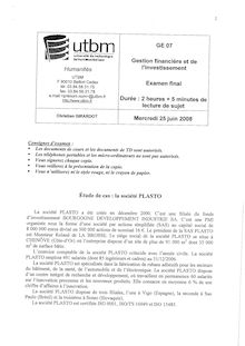 Gestion financière et investissement 2008 Université de Technologie de Belfort Montbéliard