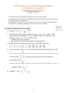 Cahier d exercices d arithmétique (collège) 6 - Fractions ...