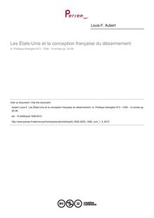 Les États-Unis et la conception française du désarmement - article ; n°3 ; vol.1, pg 20-36