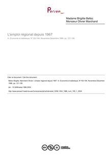 L emploi régional depuis 1967 - article ; n°1 ; vol.193, pg 121-126