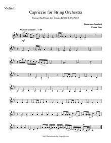 Partition violons II, clavier Sonata en E major, Keyboard, Scarlatti, Domenico