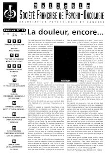 23 Bulletin Société Française de Psycho-Oncologie Avr-Juin 1999